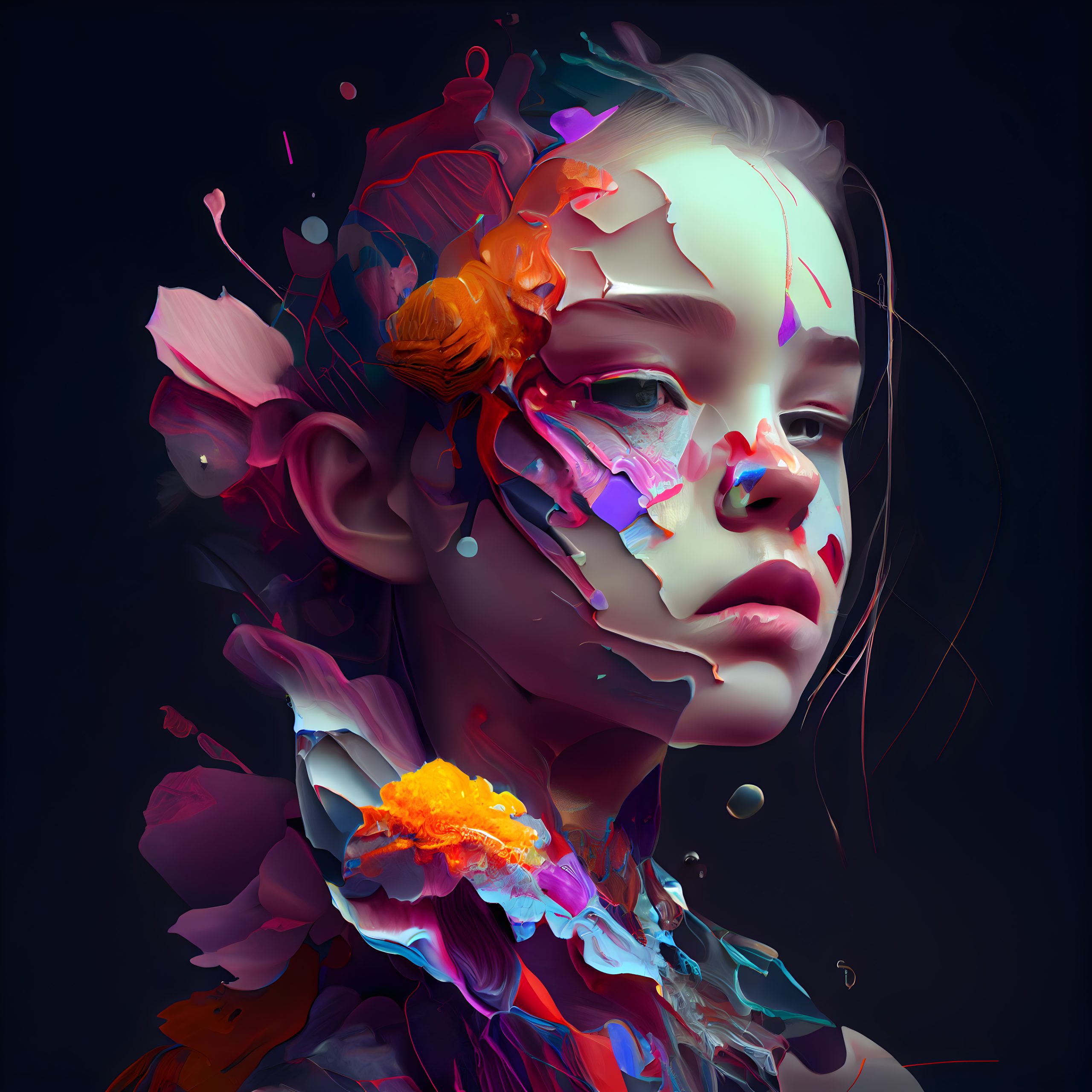 Portrait of a beautiful girl with multicolored makeup. Fashion a